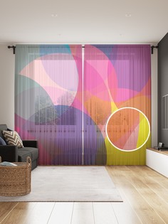 Фототюль JoyArty "Радужные круги", 145x265см (2 полотна со шторной лентой + 50 крючков)