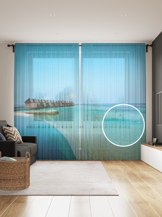 Фототюль JoyArty "Море и бассейн", 145x265см (2 полотна со шторной лентой + 50 крючков)