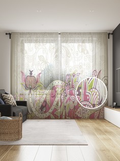 Фототюль JoyArty "Летний сад", 145x265см (2 полотна со шторной лентой + 50 крючков)