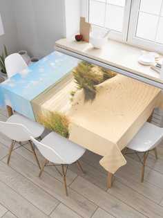 Скатерть прямоугольная JoyArty "Песчаный берег на лугу" из сатена, 120x145 см