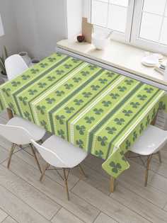 Скатерть прямоугольная JoyArty "Листики клевера по горизонтали" из сатена, 120x145 см