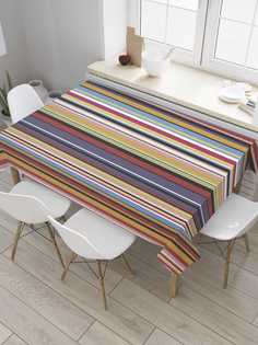 Скатерть прямоугольная JoyArty "Разноцветные вертикальные полосы" из сатена, 120x145 см