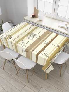 Скатерть прямоугольная JoyArty "Флора на полосках" из сатена, 120x145 см