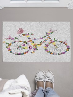 Придверный коврик JoyArty "Цветочный велосипед с бабочками" для обуви 75x45 см