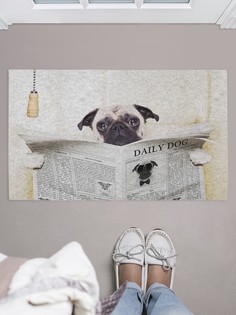 Придверный коврик JoyArty "Собака с газетой" для обуви 75x45 см