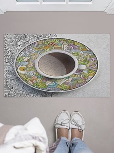 Придверный коврик JoyArty "Тарелка раскраска" для обуви 75x45 см