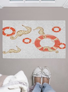 Придверный коврик JoyArty "Морские коньки с кругами" для обуви 75x45 см