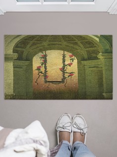 Придверный коврик JoyArty "Качели с цветами" для обуви 75x45 см