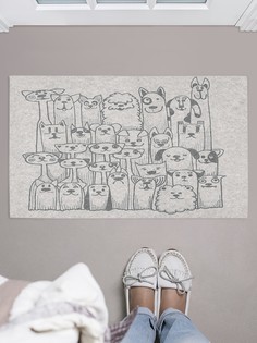 Придверный коврик JoyArty "Семья котов и собак" для обуви 75x45 см