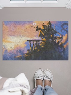 Придверный коврик JoyArty "Скальный домик" для обуви 75x45 см