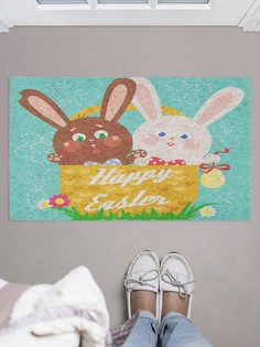 Придверный коврик JoyArty "Зайчики в корзине" для обуви 75x45 см