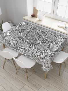 Скатерть прямоугольная JoyArty "Цветочная раскраска" из сатена, 120x145 см