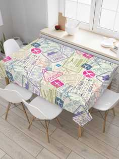 Скатерть прямоугольная JoyArty "Карта путешественика" из сатена, 120x145 см