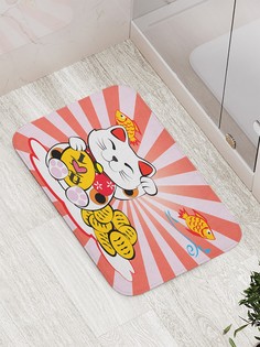 Коврик противоскользящий JoyArty "Японский котик" для ванной, сауны, бассейна, 77х52 см