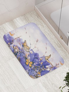 Коврик противоскользящий JoyArty "Райские бабочки" для ванной, сауны, бассейна, 77х52 см