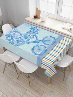 Скатерть прямоугольная JoyArty "Цветочная коляска" из сатена, 120x145 см