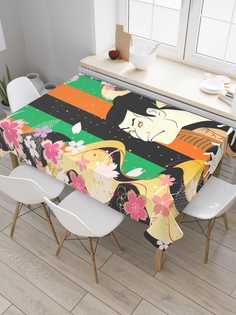 Скатерть прямоугольная JoyArty "Японские гравюры" из сатена, 120x145 см