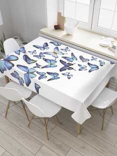 Скатерть прямоугольная JoyArty "Порхающие бабочки" из сатена, 120x145 см