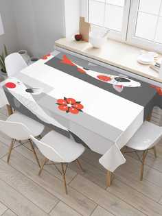 Скатерть прямоугольная JoyArty "Японские карпы" из сатена, 120x145 см