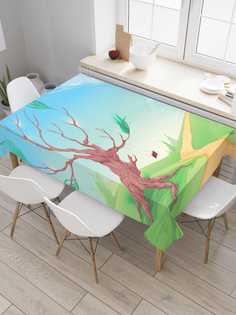 Скатерть прямоугольная JoyArty "Дерево спасает качели" из сатена, 120x145 см