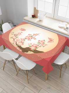 Скатерть прямоугольная JoyArty "Колоритное цветение" из сатена, 120x145 см