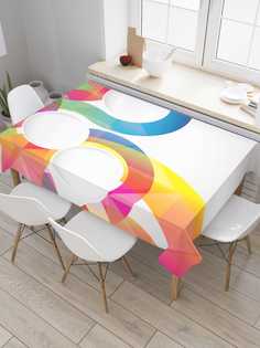 Скатерть прямоугольная JoyArty "Цветные кольца" из сатена, 120x145 см