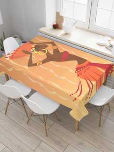 Скатерть прямоугольная JoyArty "Темнокожая красотка" из сатена, 120x145 см