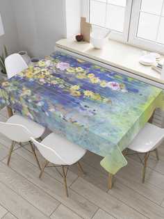 Скатерть прямоугольная JoyArty "Висящие цветы" из сатена, 120x145 см