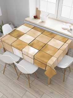 Скатерть прямоугольная JoyArty "Строгие кубы" из сатена, 120x145 см