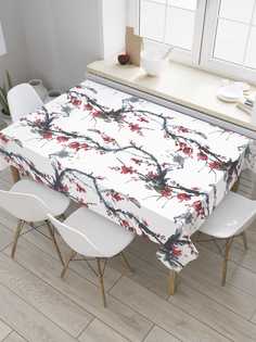 Скатерть прямоугольная JoyArty "Веточная прелесть" из сатена, 120x145 см