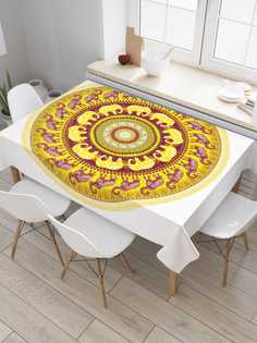 Скатерть прямоугольная JoyArty "Желтая мандала" из сатена, 120x145 см