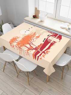 Скатерть прямоугольная JoyArty "Японский поселок" из сатена, 120x145 см