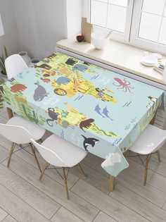 Скатерть прямоугольная JoyArty "Веселая карта" из сатена, 120x145 см