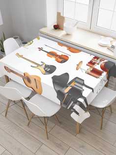 Скатерть прямоугольная JoyArty "Инструментальный рай" из сатена, 120x145 см