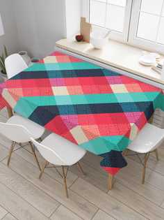 Скатерть прямоугольная JoyArty "Полотно с узорами" из сатена, 120x145 см