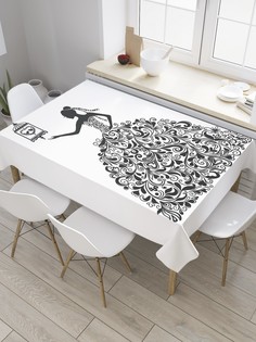 Скатерть прямоугольная JoyArty "Платье в завитках" из сатена, 120x145 см