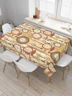 Скатерть прямоугольная JoyArty "Старинные часы" из сатена, 120x145 см