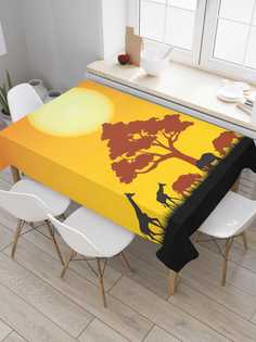 Скатерть прямоугольная JoyArty "Африканские звери у дерева" из сатена, 120x145 см