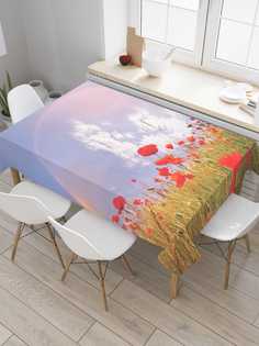 Скатерть прямоугольная JoyArty "Маковое поле" из сатена, 120x145 см