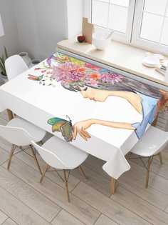 Скатерть прямоугольная JoyArty "Хранительница природы" из сатена, 120x145 см