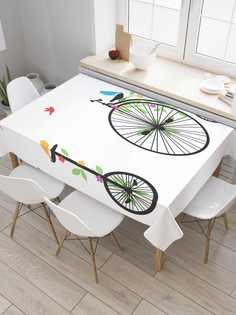 Скатерть прямоугольная JoyArty "Необычные велосипеды" из сатена, 120x145 см