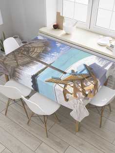 Скатерть прямоугольная JoyArty "Морской островок" из сатена, 120x145 см