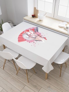 Скатерть прямоугольная JoyArty "Японский веер и маска" из сатена, 180x145 см