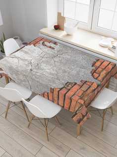 Скатерть прямоугольная JoyArty "Карта США на кирпичной стене" из оксфорда, 120x145 см