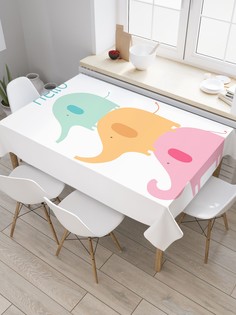 Скатерть прямоугольная JoyArty "Пирамида из слонов" из сатена, 120x145 см