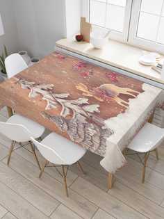 Скатерть прямоугольная JoyArty "Елки и олень" из оксфорда, 120x145 см