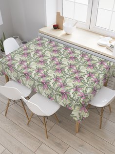 Скатерть прямоугольная JoyArty "Цветочный дудл" из сатена, 180x145 см