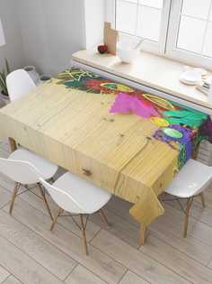 Скатерть прямоугольная JoyArty "Красочное рукоделие" из сатена, 180x145 см