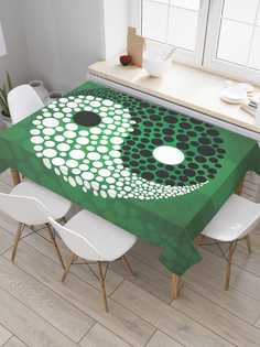 Скатерть прямоугольная JoyArty "Инь и ян с кругами" из оксфорда, 120x145 см