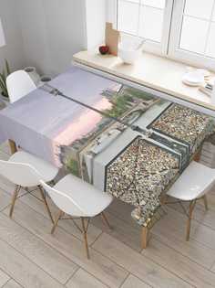 Скатерть прямоугольная JoyArty на кухонный стол "Мост любви" из оксфорда, 120x145 см